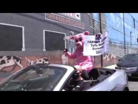 Protesters demand closure of California slaughterhouse after workers test positive for COVID-19