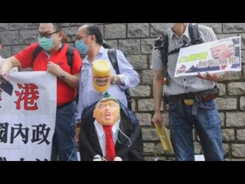 Protesters rally outside US consulate in Hong Kong