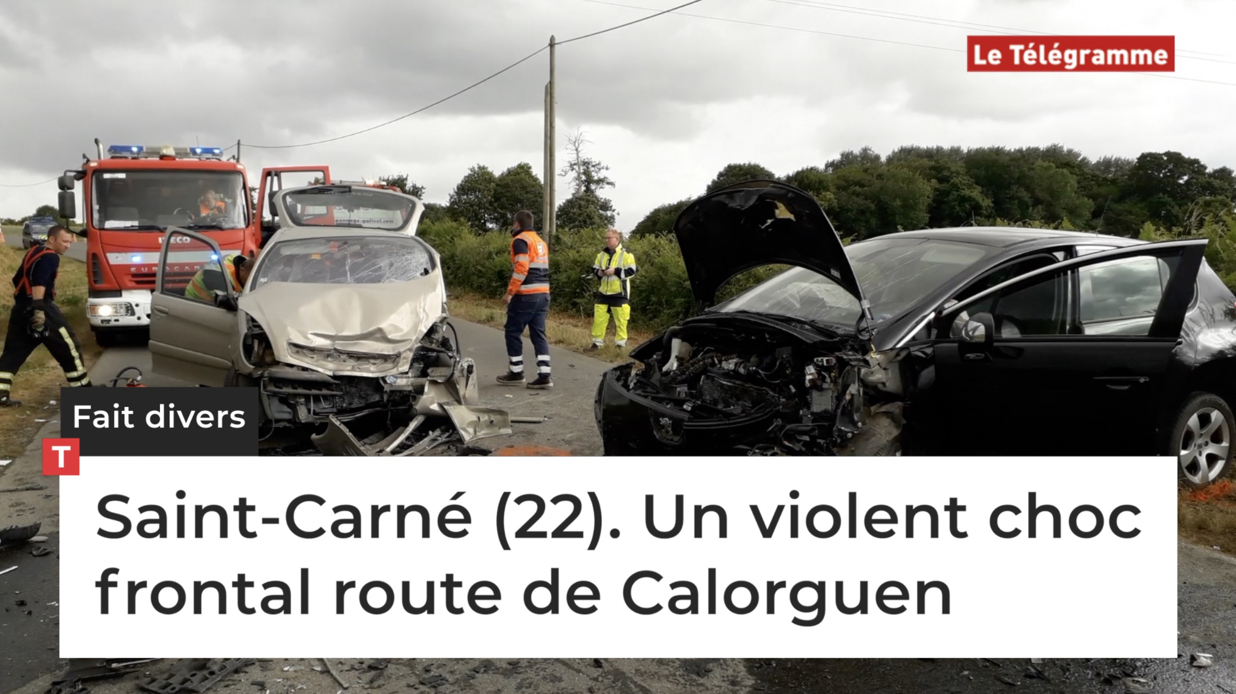 Saint-Carné (22). Un violent choc frontal route de Calorguen (Le Télégramme)