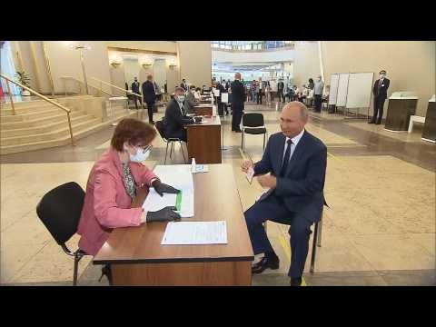 Vladimir Putin casts his ballot on constitutional reform vote