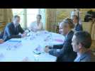 Round table images of new French PM Castex and trade unions