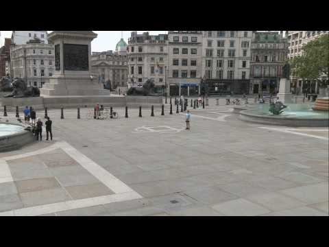 London's Trafalgar Square near-empty for silence to mark VE Day