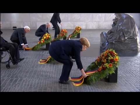 Angela Merkel attends ceremony marking 75 years since end of WWII