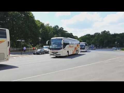 Bus protest in Berlin to demand government aid for the coronavirus crisis