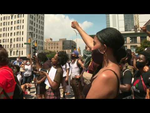 New York: people gather ahead of silent march to commemorate Juneteenth