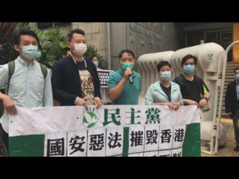 Pro-democracy activists protest against China's proposed security law in Hong Kong