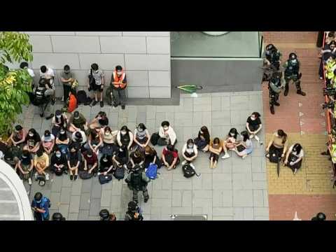 Protesters kettled by Hong Kong police