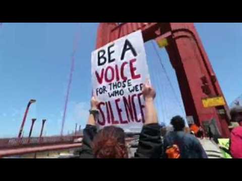 BLM supporters march across Golden Gate Bridge