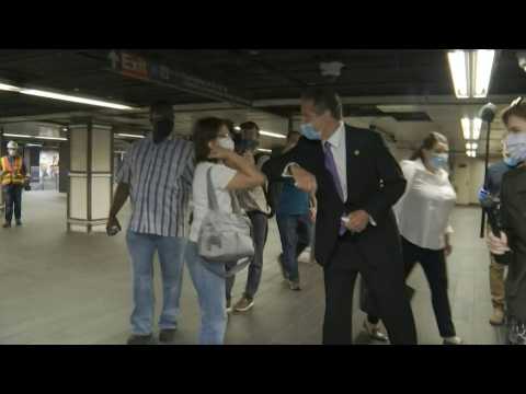 New York Governor visits subway station as NYC starts reopening