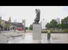 London cleans statue of Churchill damaged during protests
