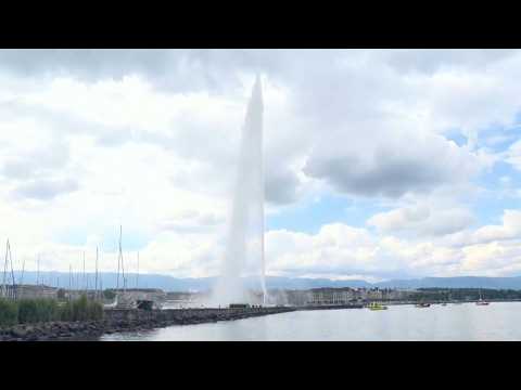 Geneva’s iconic "Jet d’Eau" fountain turned back on as coronavirus restrictions eased