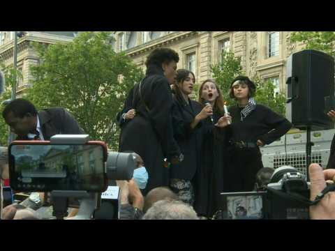 Start of rally in Paris for the funeral of George Floyd