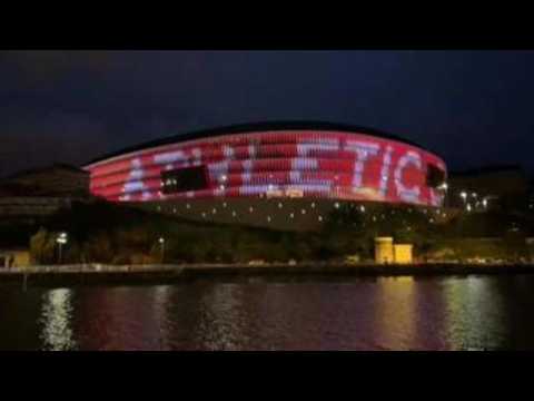 Atletico Bilbao stadium lit up to celebrate La Liga return after lockdown