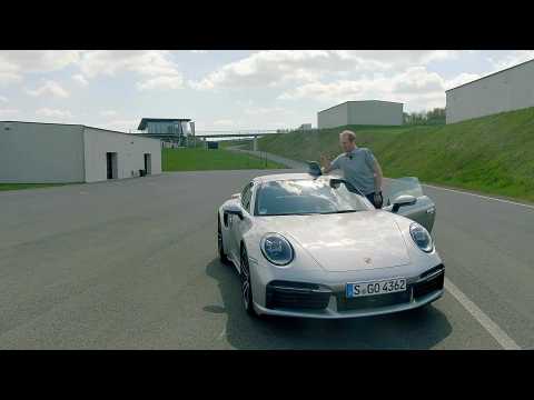 Porsche brand ambassador Jörg Bergmeister testing the Porsche Track Precision App at Bilster Berg circuit