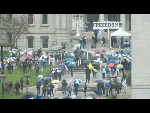 People gather outside Michigan State Capitol for anti-lockdown protest