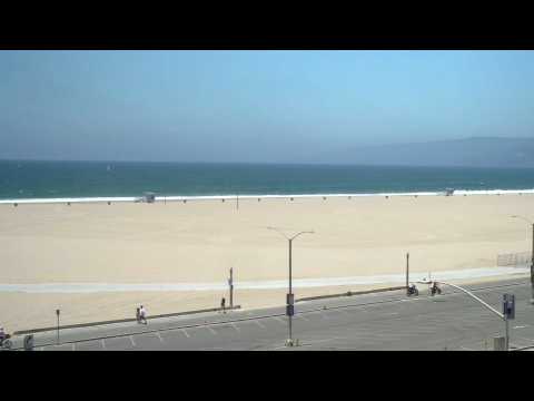 Closed beach and empty streets in Santa Monica on July 4th