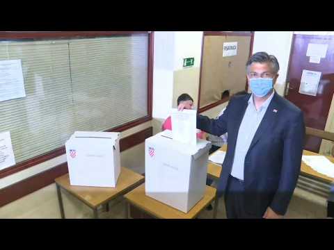 Croatian PM Andrej Plenkovic votes in parliamentary election