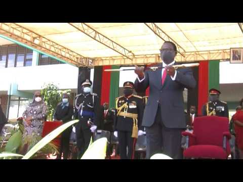 Malawi's new president receives the sword of command