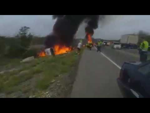 Tanker truck on fire kills at least 7 in northern Colombia