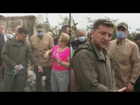 Ukrainian President Zelensky visits fire-ravaged region