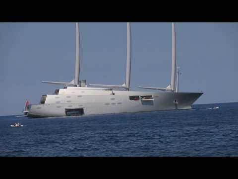 Footage of the world's largest yacht off the coast of Nice