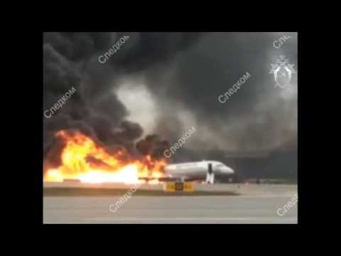 Passenger plane on fire at Moscow airport