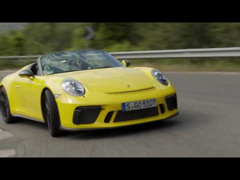 Porsche 911 Speedster in Racing Yellow Driving Video