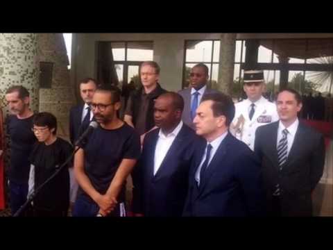 Freed French hostage pays homage to soldiers killed in action