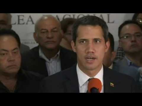 Venezuela's Juan Guaido arrives for press conference