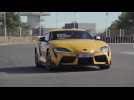 Toyota GR Supra in Yellow on the track