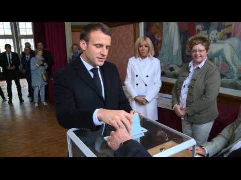 French president Macron casts European elections vote
