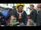 Brazil indigenous chief Raoni joins climate protest in Brussels