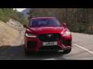 Jaguar F-PACE SVR 550PS AWD Firenze Red Driving in Southern France