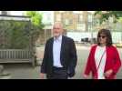 British Labour party leader casts his vote for European elections