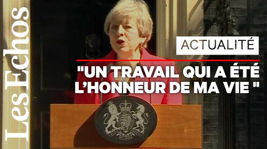 Illustration pour la vidéo Les adieux déchirants de Theresa May au « pays qu’elle aime »