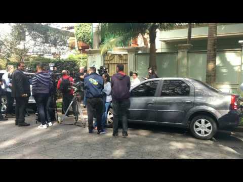 Media wait outside ex-Brazil president Temer's house