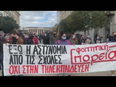 Greek students protest against plans to create a university police