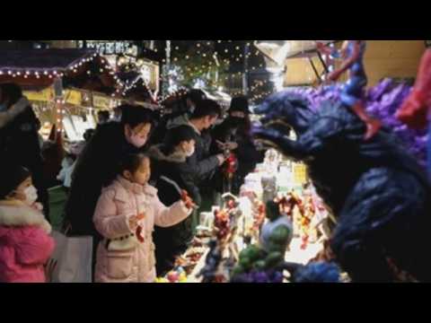 Festive spirit at Christmas market in Beijing