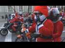 Santa Clauses ride through streets of Madrid