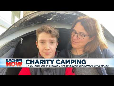 English boy raises money for charity by camping out in his garden