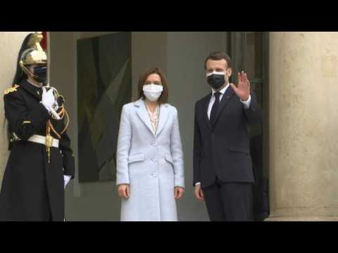 Emmanuel Macron meets Moldova president Maia Sandu in Paris