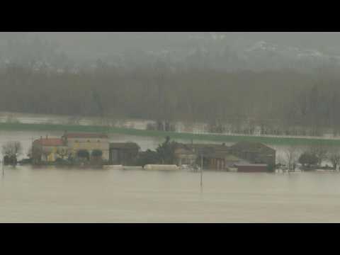 Storm Justine leaves French town flooded