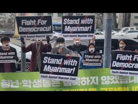 South Korean activists march against Myanmar's coup in Seoul