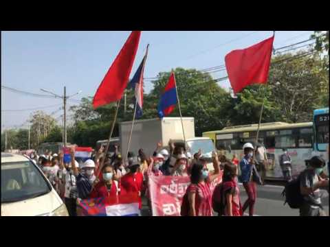 Around a thousand march against Myanmar's military in Yangon
