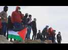 Israeli soldiers detain demonstrators during protest in Nablus
