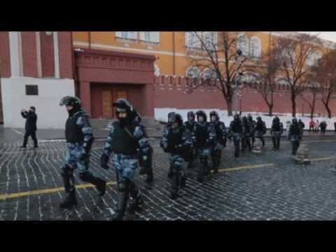 Riot policemen are deployed in Moscow's Red Square