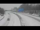 Snow storm disrupts rail and road traffic in western Germany