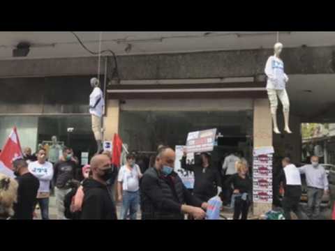 Traders protest against measures to curb coronavirus in Tel Aviv