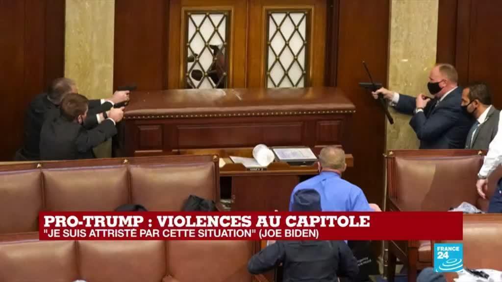 Capitole envahi par des pro-Trump : "une agression contre la démocratie" a réagi Biden (France 24 FR)
