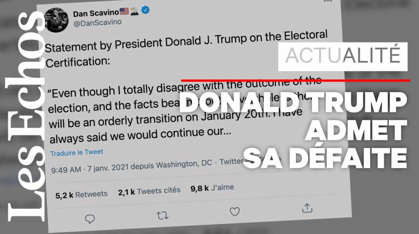 Illustration pour la vidéo Privé de parole sur les réseaux sociaux, Donald Trump annonce une « transition ordonnée » à partir du 20 janvier